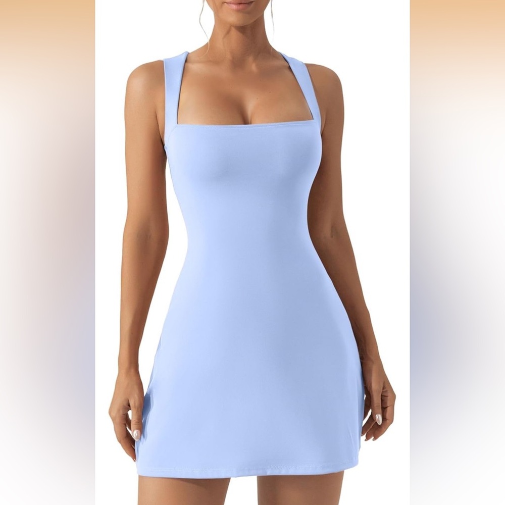QINSEN Women's Square Neck Bodice Dress